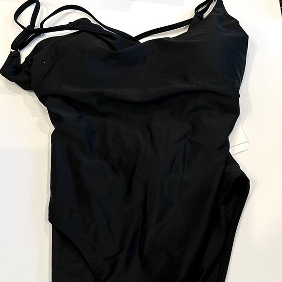 CALVIN KLEIN Over The-Shoulder Wrap Around 1pc Swimsuit swimwear black New 16 - Picture 15 of 16